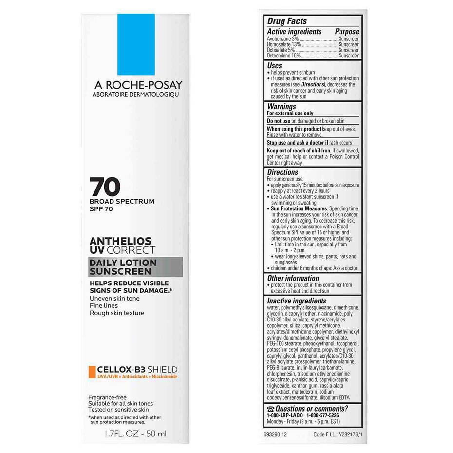 La Roche-Posay Anthelios UV Correct Sunscreen Moisturizer SPF 70