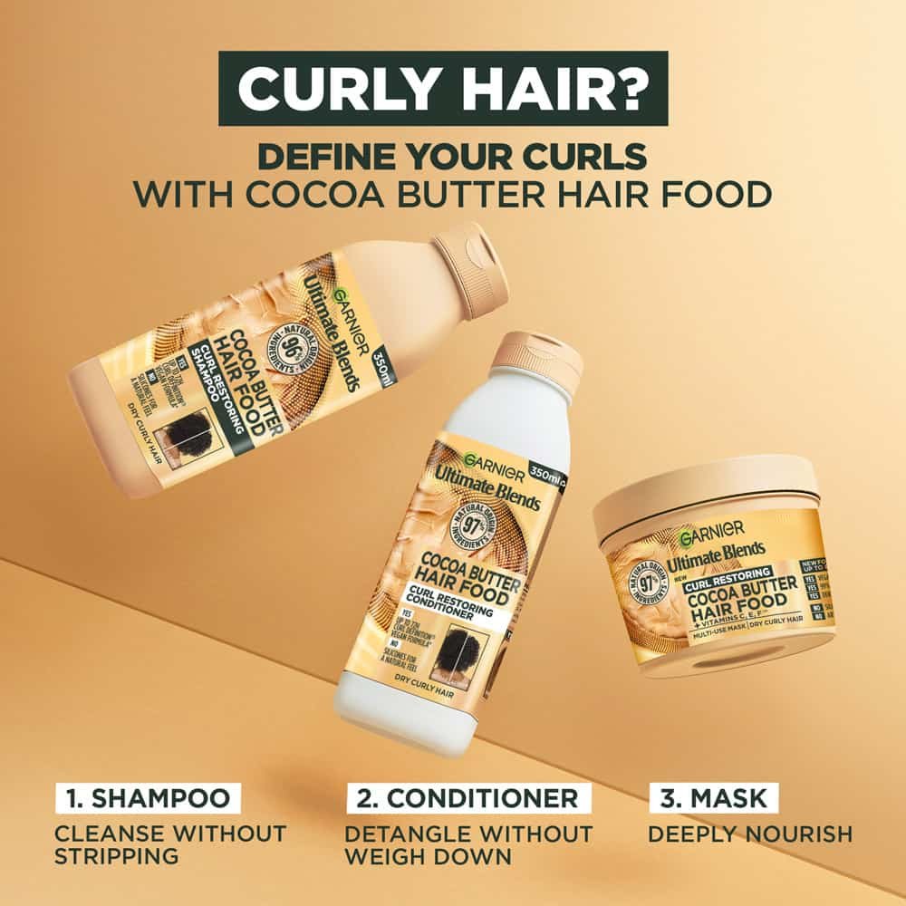 Garnier Ultimate Blends Curls Restoring Hair Food Cocoa Butter & Jojoba Oil Shampoo