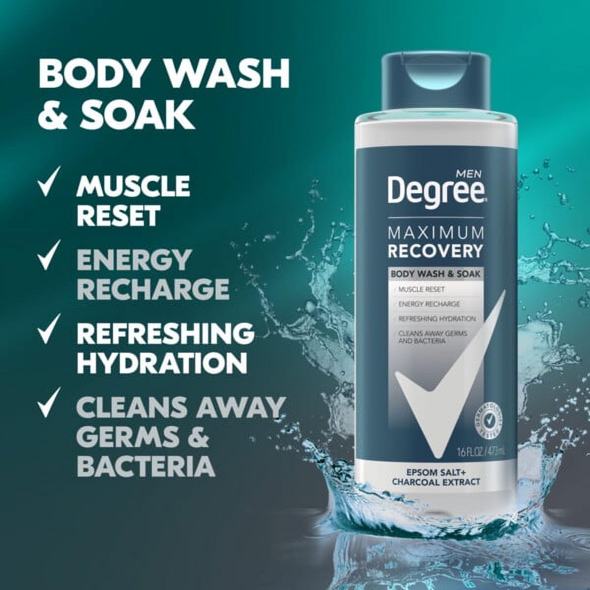 Degree Maximum Recovery Power Detox Body Wash & Soak Charcoal