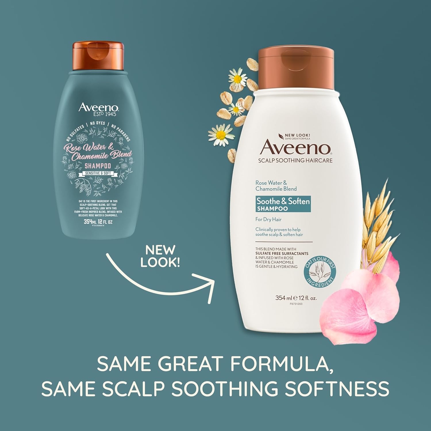 Aveeno Rosewater & Chamomile Blend Soothe and Soften Shampoo