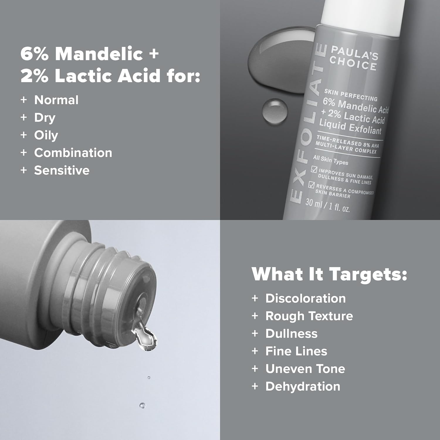 Paula’s Choice 6% Mandelic Acid + 2% Lactic Acid Liquid Exfoliant