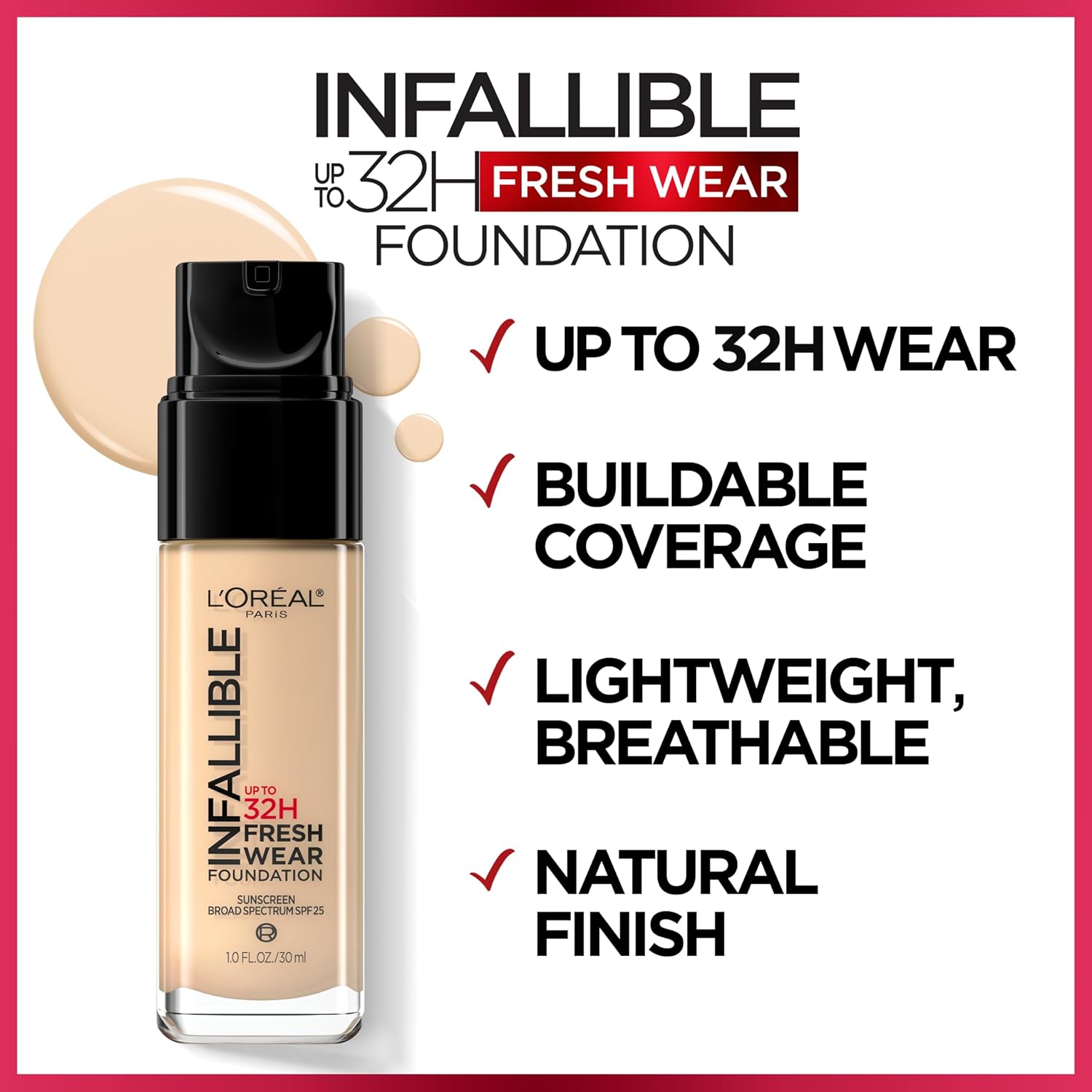 L'Oreal Paris Infallible 32 Hour Fresh Wear Lightweight Foundation SPF 25