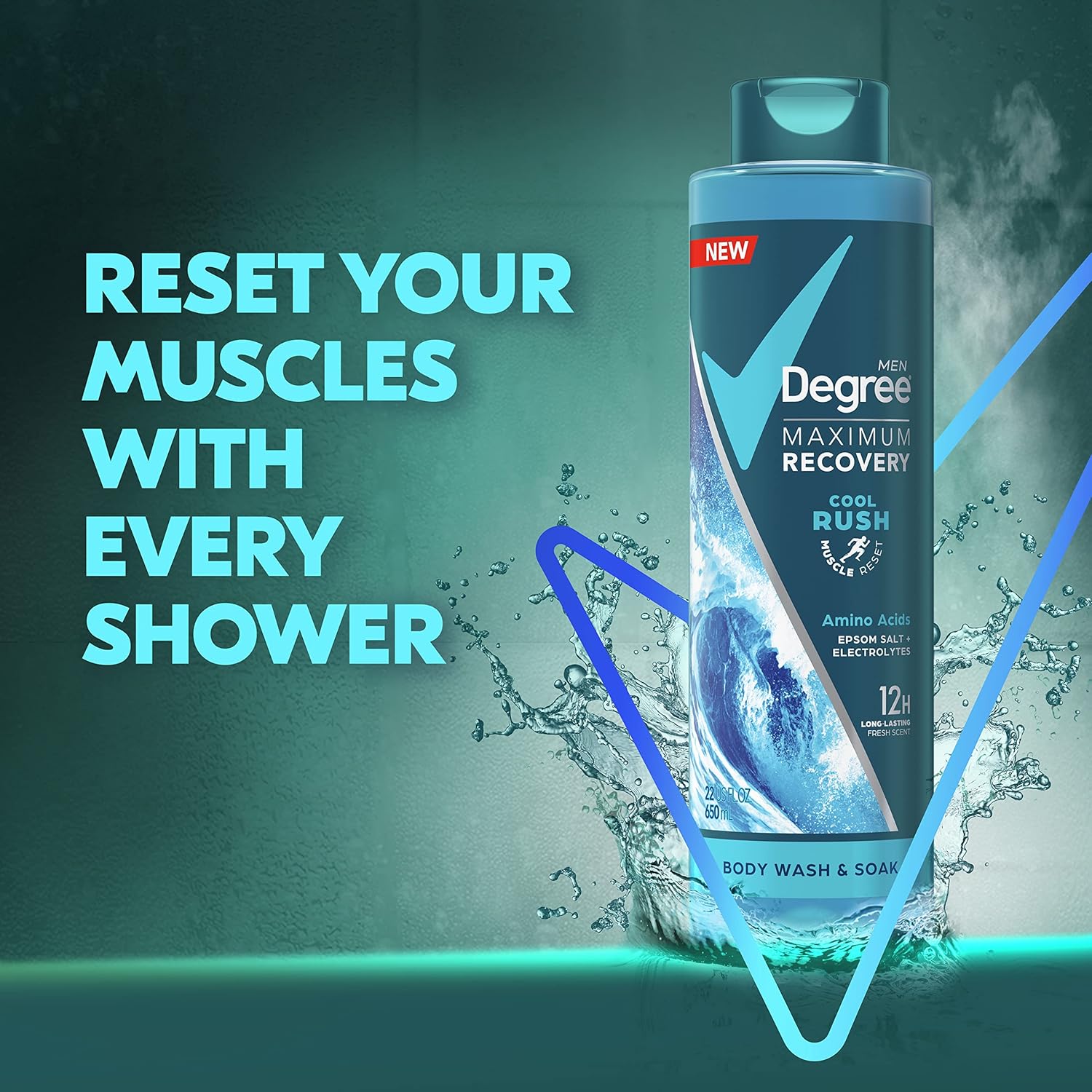 Degree Maximum Recovery Cool Rush Body Wash & Soak Amino Acids