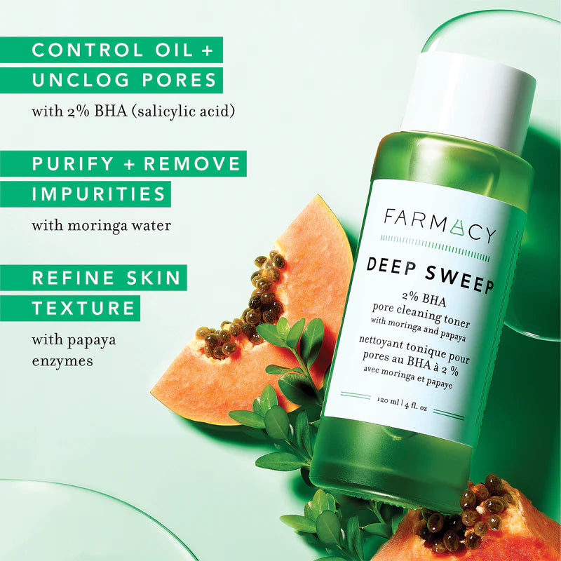 Farmacy Deep Sweep 2% BHA Pore Cleaning Toner with Moringa + Papaya