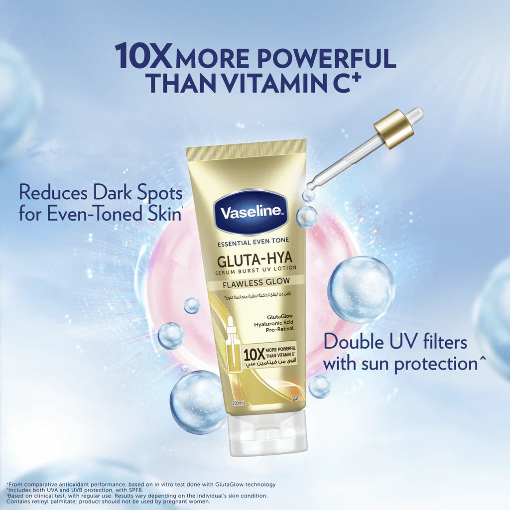 Vaseline Gluta-Hya Serum Burst UV Lotion Flawless Glow