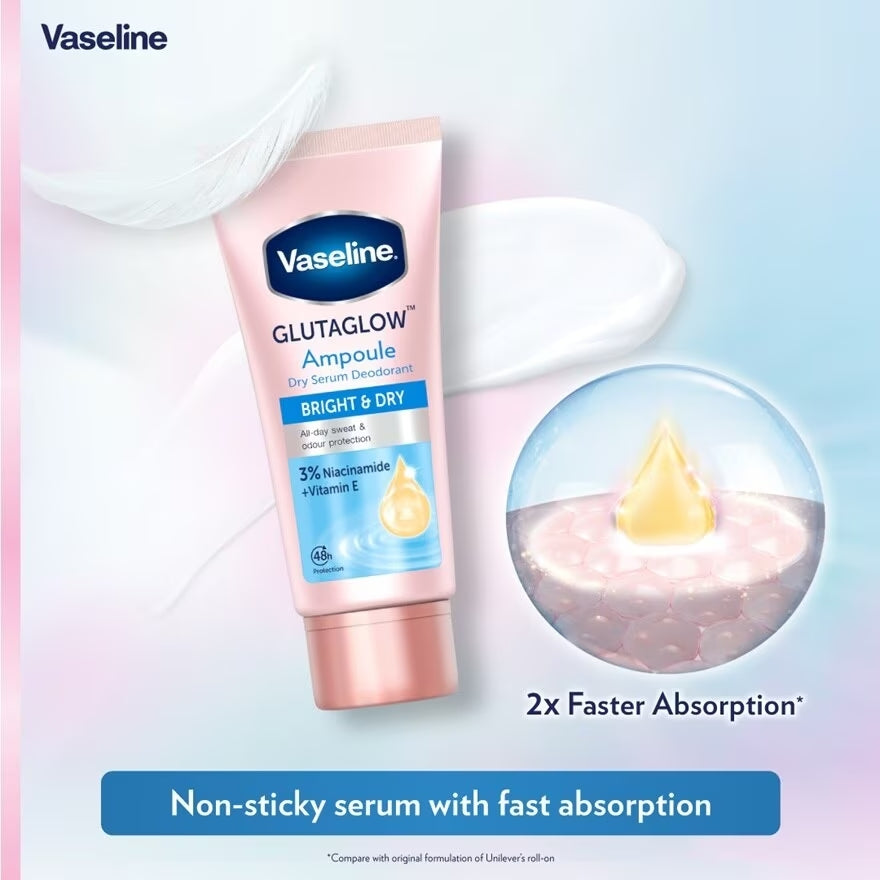 Vaseline GlutaGlow Ampoule Dry Serum Deodrant Bright & Dry