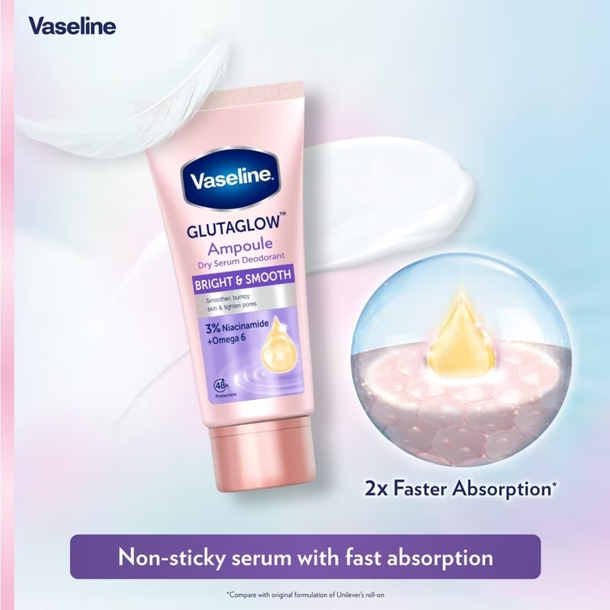 Vaseline GlutaGlow Ampoule Dry Serum Deodorant Bright & Smooth