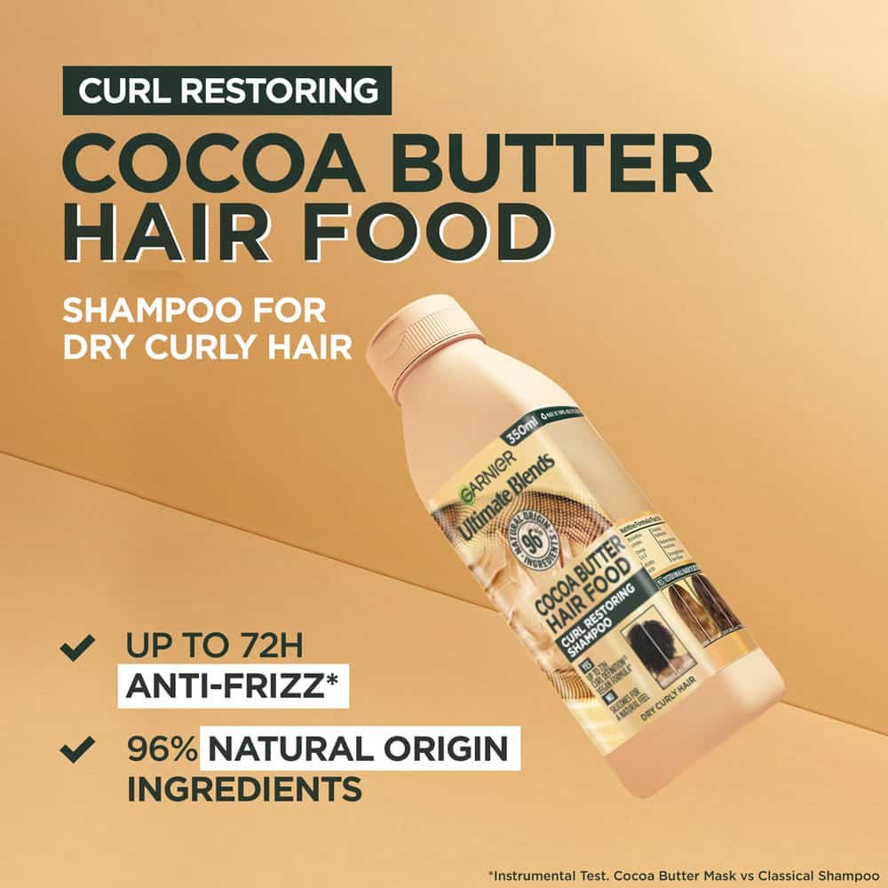 Garnier Ultimate Blends Curls Restoring Hair Food Cocoa Butter & Jojoba Oil Shampoo