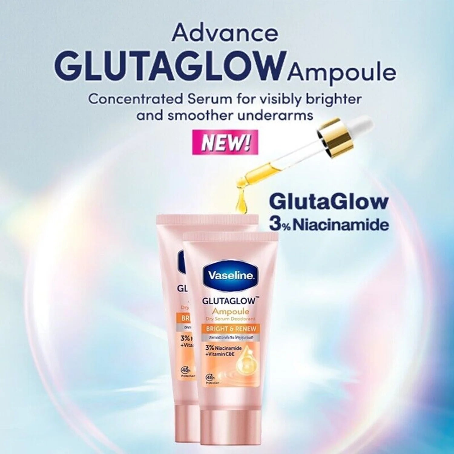 Vaseline GlutaGlow Ampoule Dry Serum Deodorant Bright & Renew