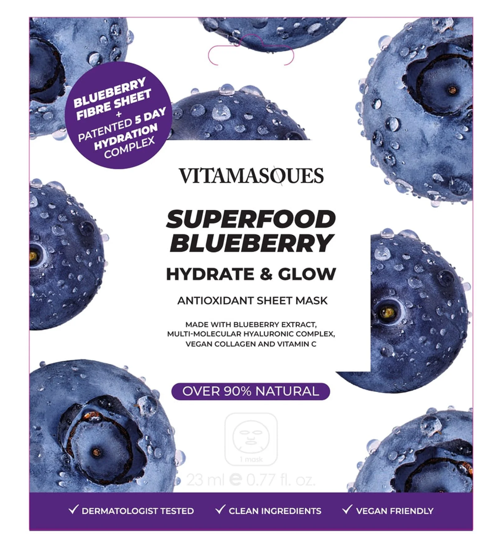 Vitamasques Superfood Blueberry Hydrate & Glow Sheet Mask