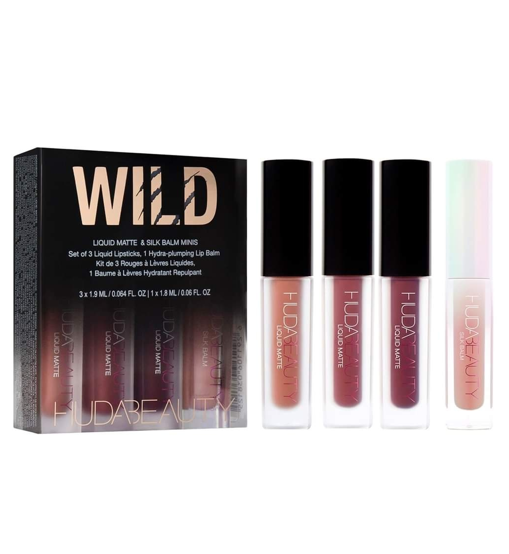 Huda Beauty Wild Liquid Matte + Silk Balm Minis Lipstick Set