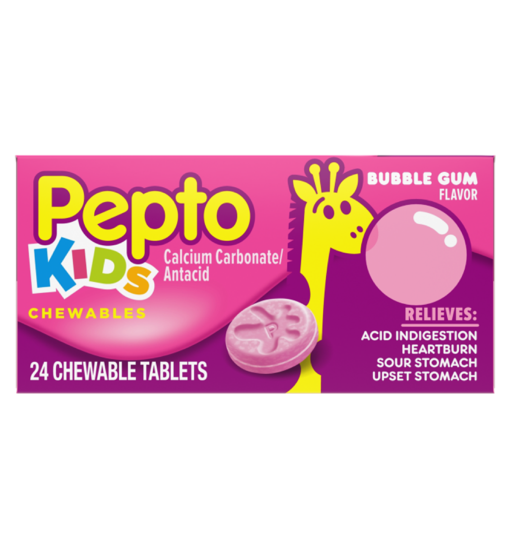 Pepto Kids Chewable Tablets Bubblegum