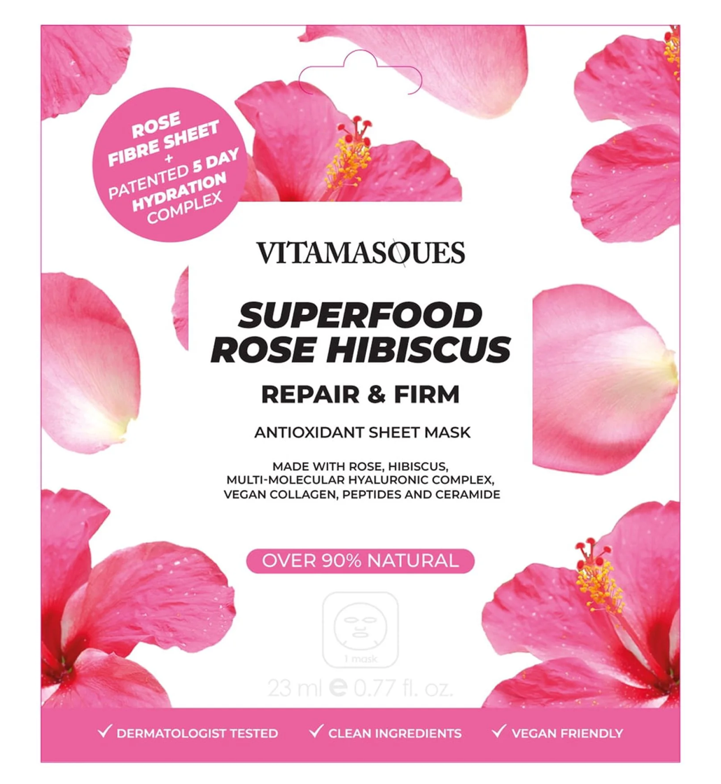 Vitamasques Superfood Rose Hibiscus Repair & Firm Antioxidant Sheet Mask