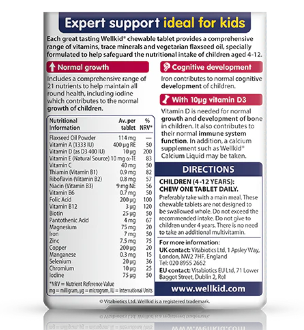 Vitabiotics Wellkid Multi-Vitamin Smart Chewable