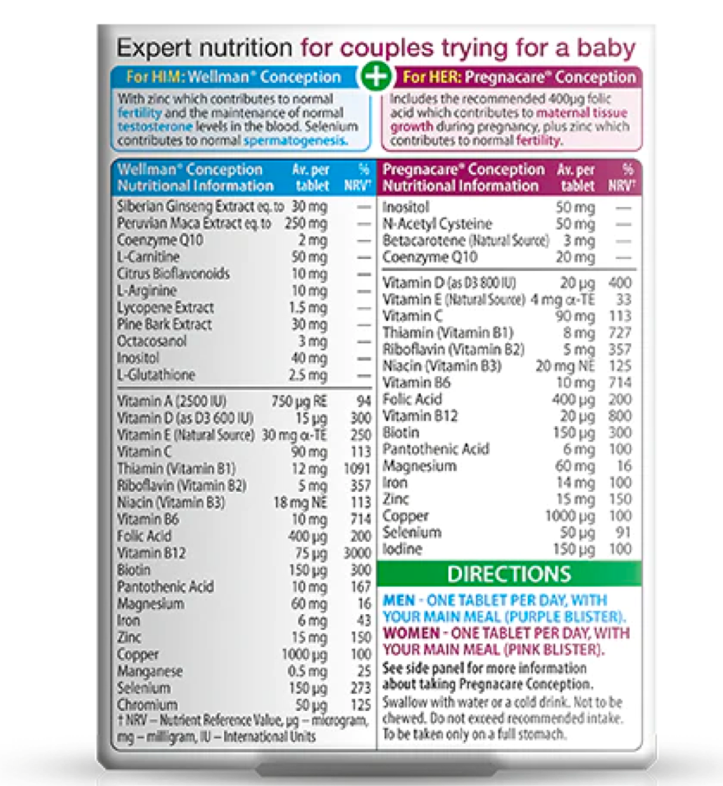 Vitabiotics Pregnacare Him & Her Conception