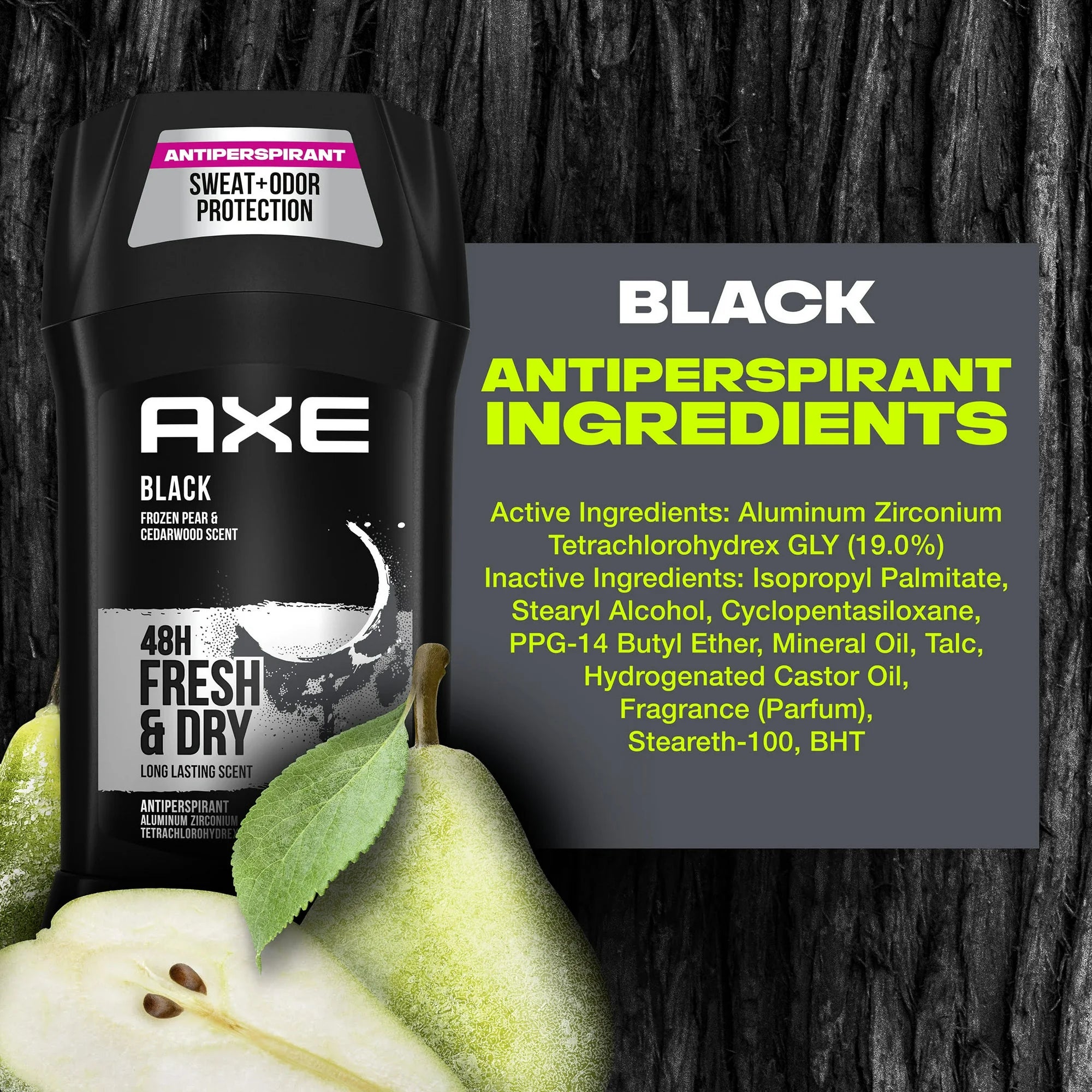 Axe Black Antiperspirant Stick Frozen Pear & Cedarwood Scent