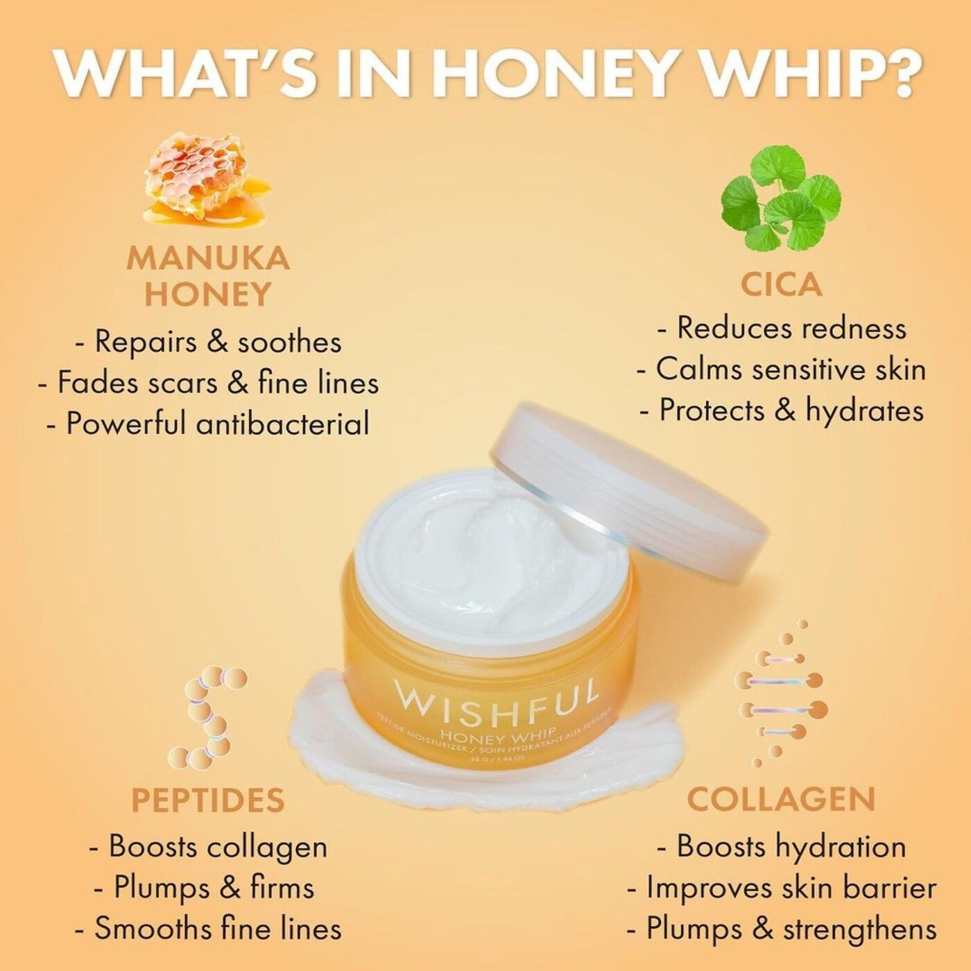 Wishful Honey Whip Peptide and Collagen Moisturizer