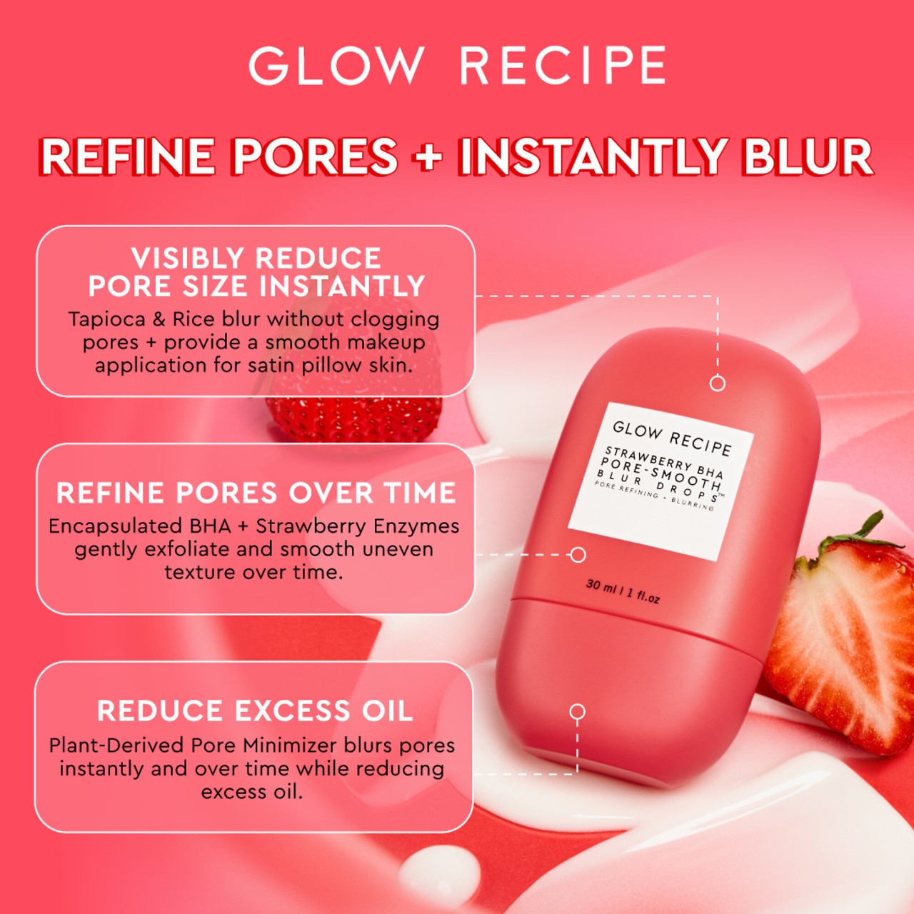 Glow Recipe Strawberry BHA Pore-Smooth Blur Drops