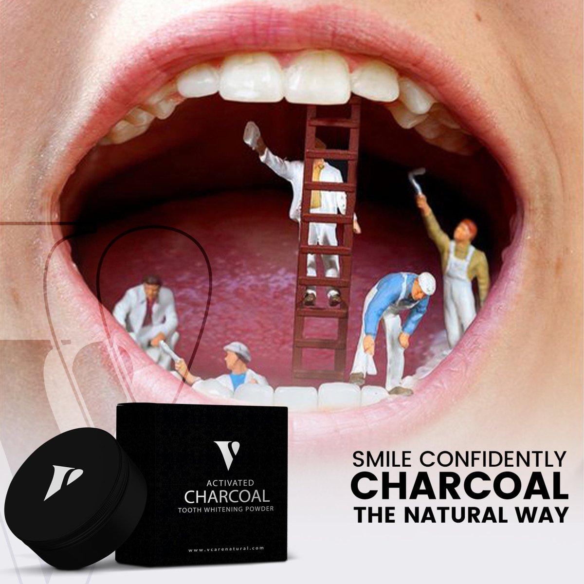 VCARE Natural Activated Charcoal Tooth Whitening - VCARE NATURAL